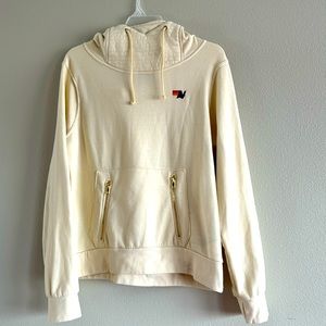 AN Aviator Nation ninja hoodie unisex size XL gold zippers neutral color